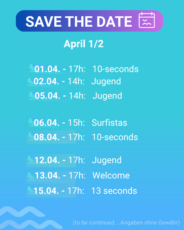 aktuelle Termine der ersten April-Hälfte